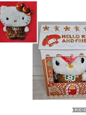 New Hello Kitty and Friend Sanrio Gingerbread House Gift Box Hugger Pillow Plush